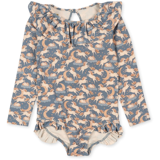 Konges Slojd Badeanzug Child Ls Frill Unicorn Blau