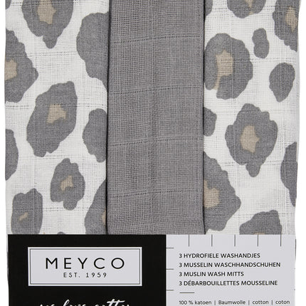 Meyco Waschlappen 3. Panther Neutral/Uni Grau/Panter Neutral