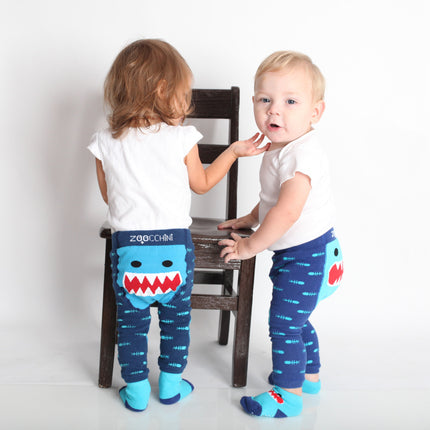 Zoocchini Baby-Legging Sherman The Shark inklusive Socken 6/12 Monate