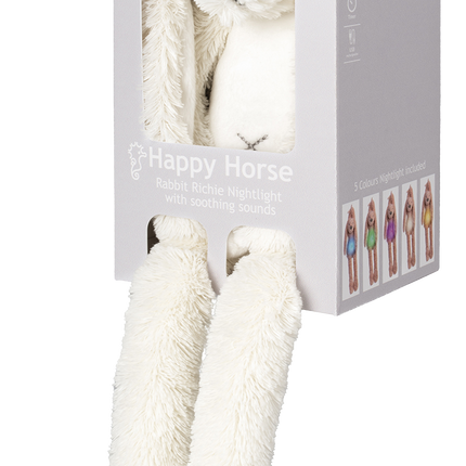 Happy Horse Kuscheliger Elfenbeinhase Richie mit Nachtlicht und Sound 34cm