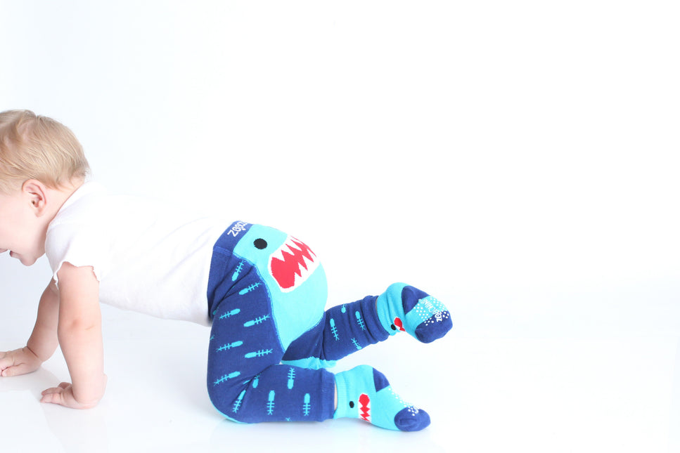 Zoocchini Baby-Legging Sherman The Shark inklusive Socken 6/12 Monate