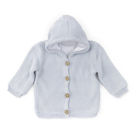 Bamboom Baby-Cardigan gestrickt mit Kapuze Hellblau