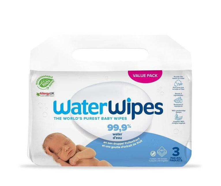 WaterWipes Baby-Feuchttücher 180 Stück 3x 60 Stück
