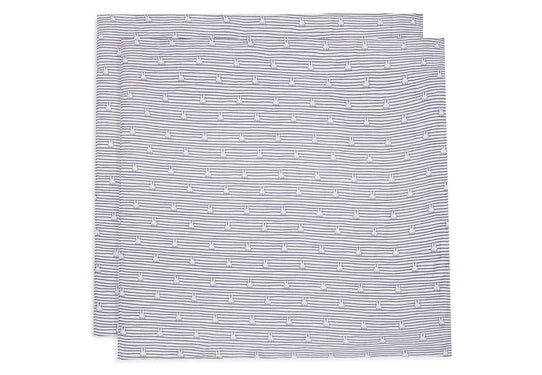 Jollein Hydrophiles Tuch Miffy Stripe Navy 115cm 2tlg.