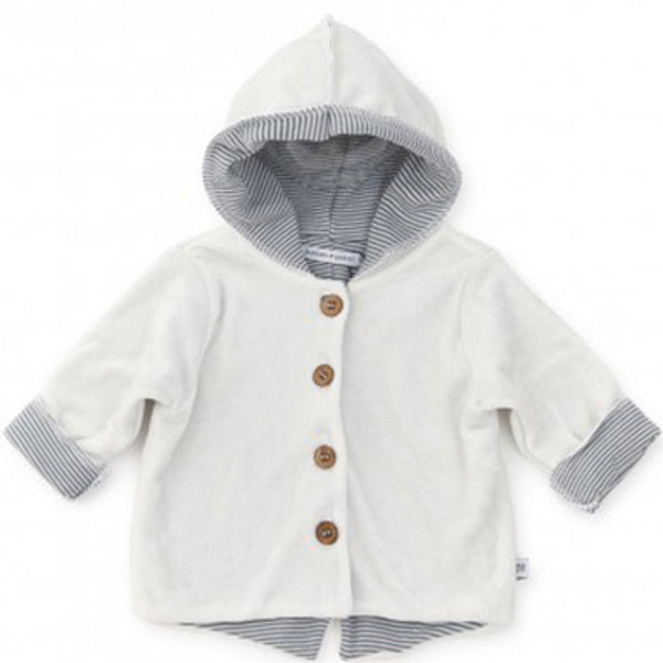 Bamboom Baby-Cardigan mit Kapuze, Samt, gebrochenes Weiß