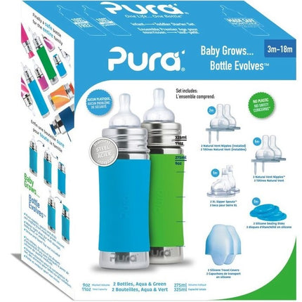 <tc>Pura</tc> Babyflaschen Starter Set 325Ml Aqua/Grün 12 Stück