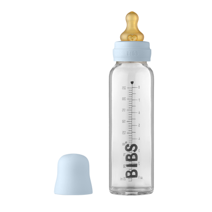 BIBS Babyflasche Glas 225ml Baby Blau