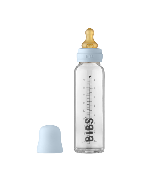 BIBS Babyflasche Glas 225ml Baby Blau