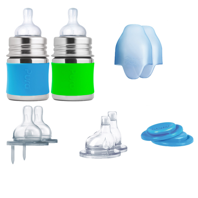 Pura Babyflaschen-Stater-Set 150 ml Aqua/Grün 12-teilig