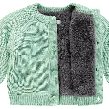 Noppies Baby-Cardigan mit Teddy-Futter, Grau-Mint