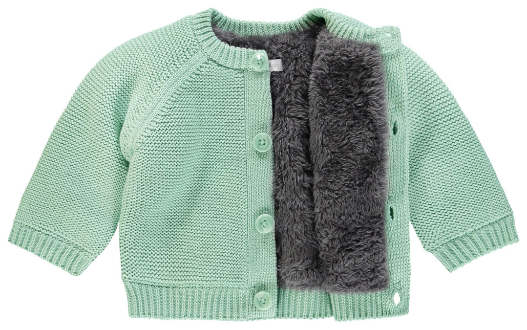 Noppies Baby Strickjacke Teddyfutter Grau Mint