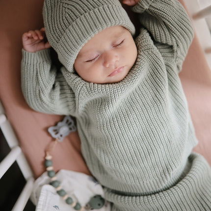 Mushie Baby Pullover Chunky Knit Light Mint