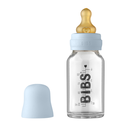 BIBS Babyflasche Glas 110ml Baby Blau