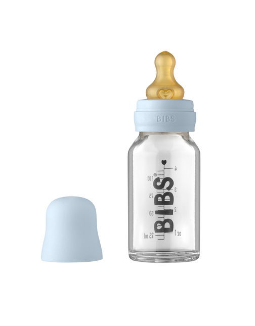 BIBS Babyflasche Glas 110ml Baby Blau