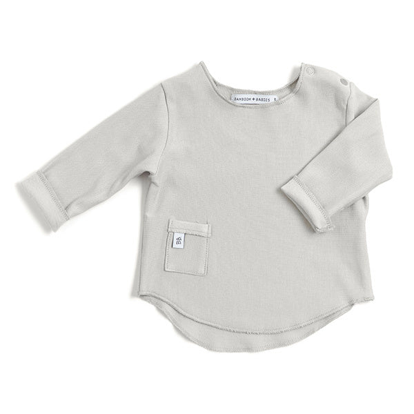 Bamboom Baby-Shirt Langarm Grau/Elfenbein