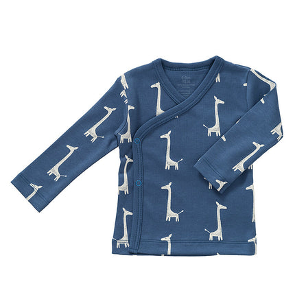 Fresk Wickel-Cardigan Giraffe Indigoblau