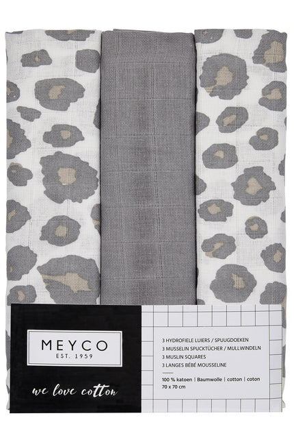 Meyco Hydrofile Cloth 3St Panther Neutral/ Grau/Panther Neutral