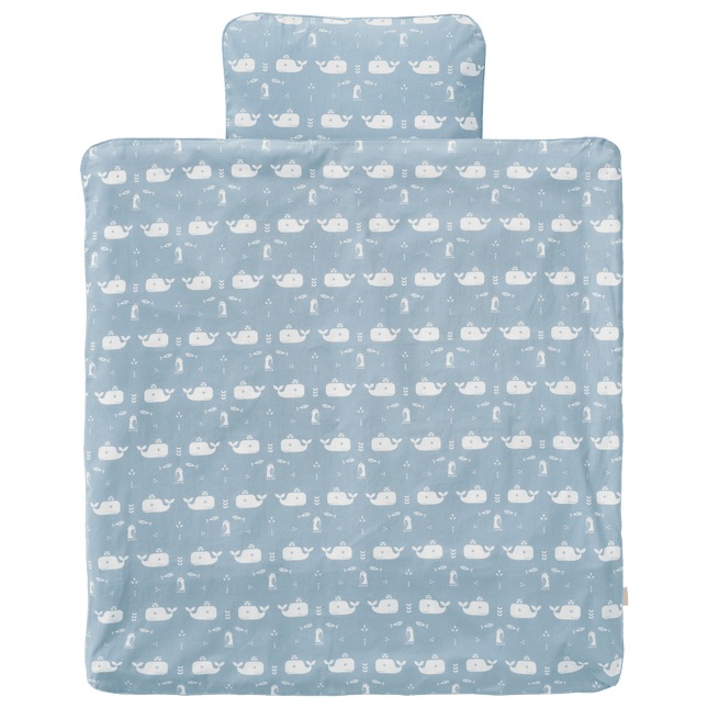 Fresk Dekbedovertrek Whale Blue Fog 100x135cm - Fresk - Babywinkel - 8718754232265