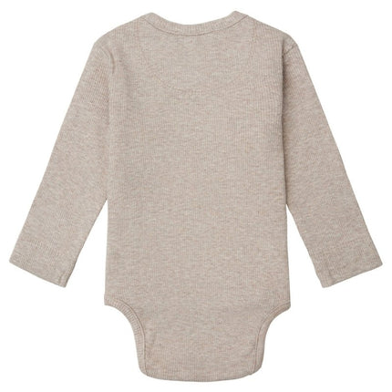 Noppies Romper Lange Mouwen Rib Nino Taupe Melange - Noppies - Babywinkel - 8719788883935